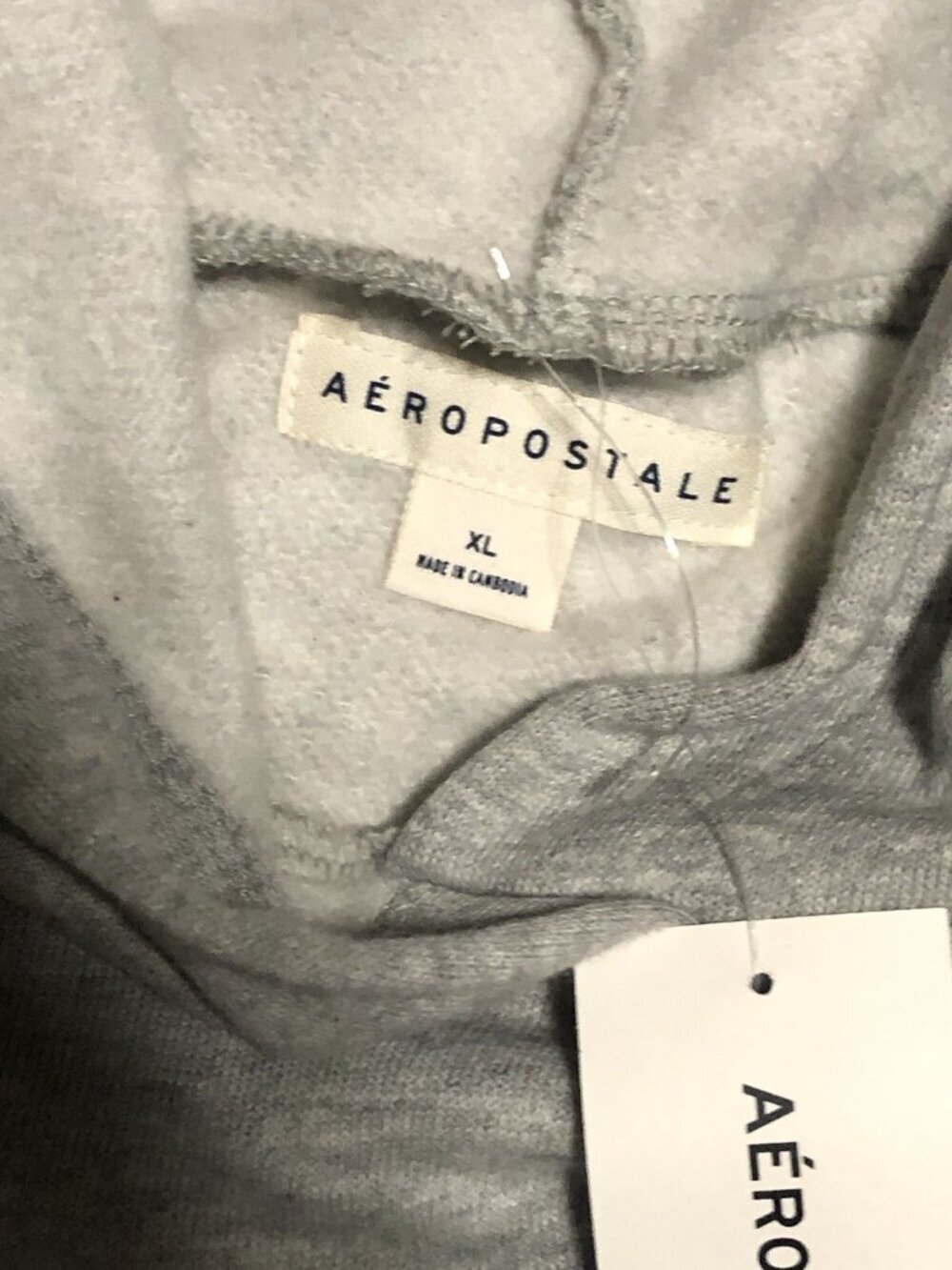 Aeropostale Women's Pullover Hoodie Solid Cotton Blend Light Gray Size XL, - Picture 4 of 5